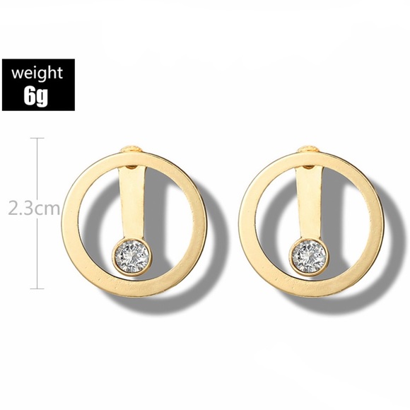 Floating CZ Gold Hollow Circle Stud Earrings - Picture 8 of 8